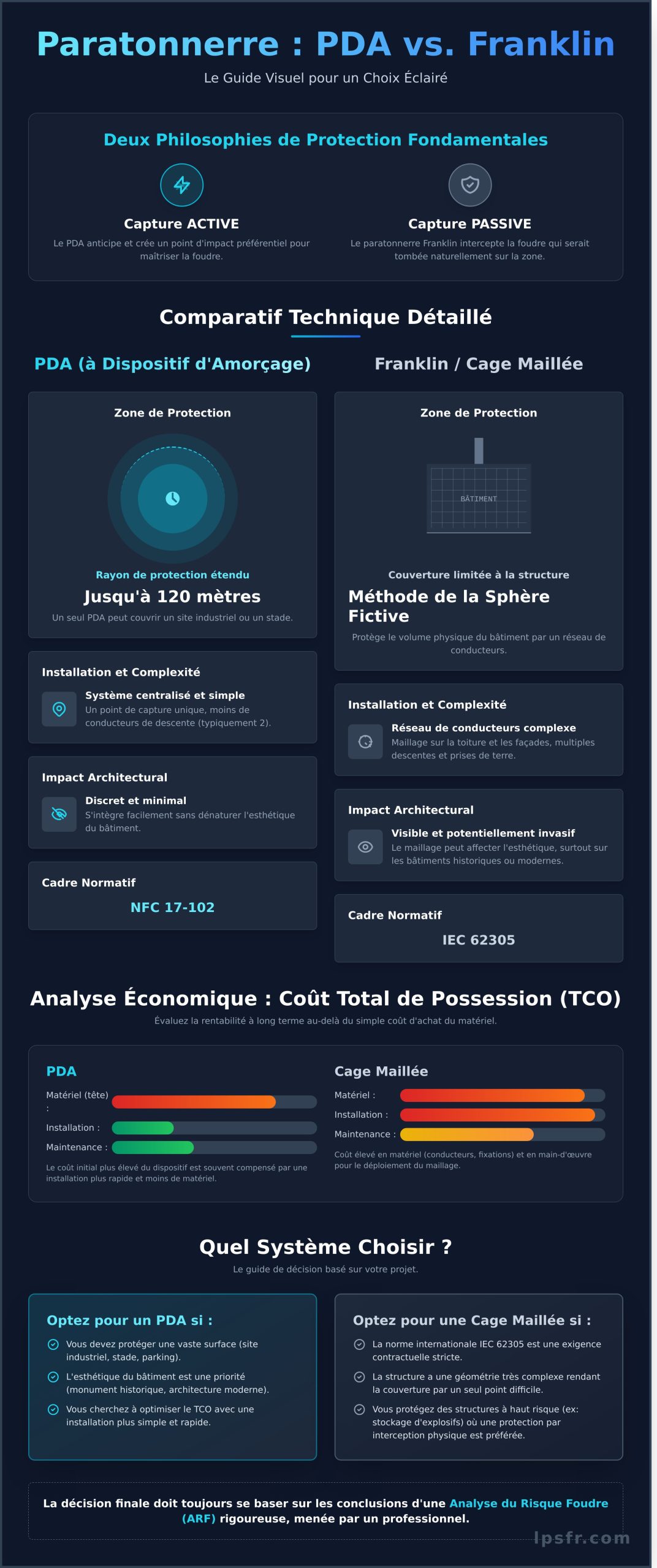 Paratonnerre PDA vs Franklin : Lequel Choisir pour une Protection Optimale ? - Infographic