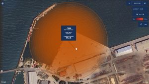 Interface Strike Radar montrant un impact foudre détecté à -16kA avec probabilité d'incidence de 99.6%, validé par 9 capteurs